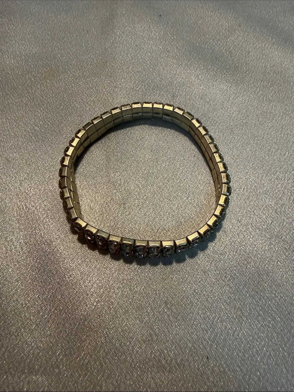 Source Unknown Clear Crystal Double-Row Bracelet with Gold Accents
